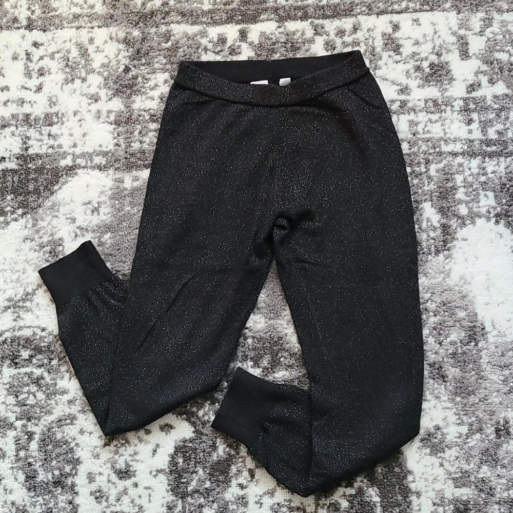 Gap Kids girls sparkly black leggings, size medium